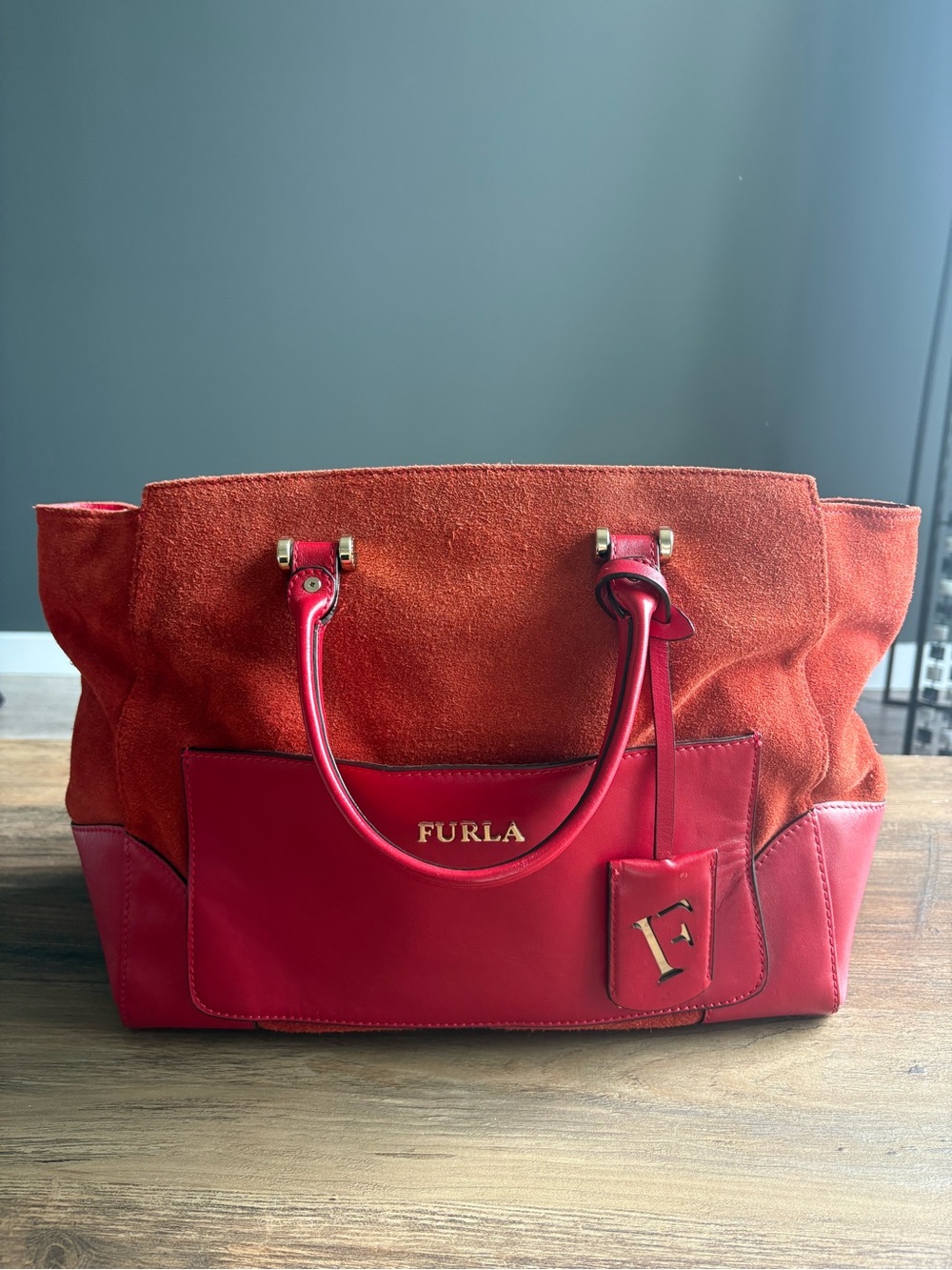 Furla Suede & Leather Tote
